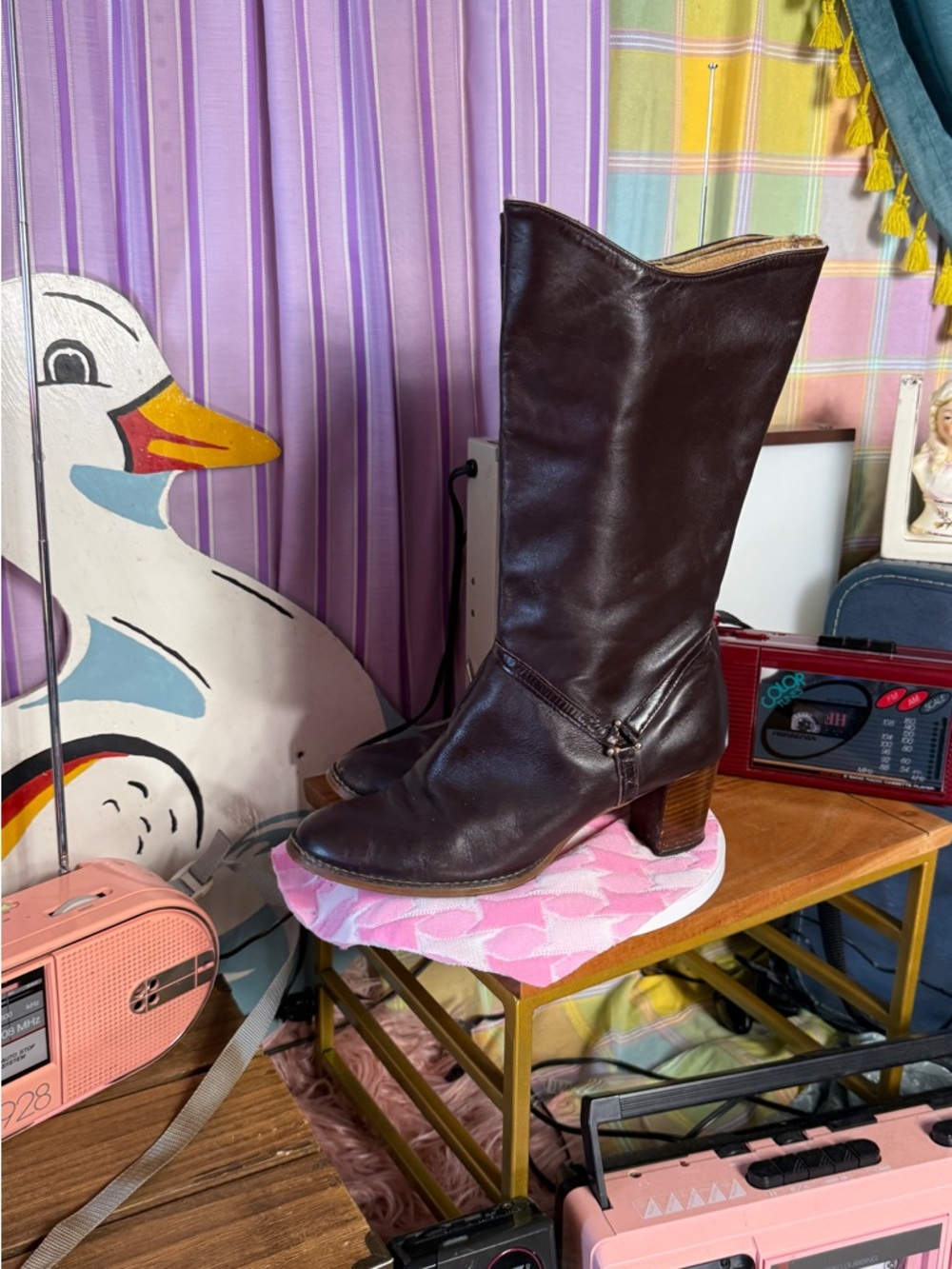 Dark Brown Leather Mid-Calf Women's Boots